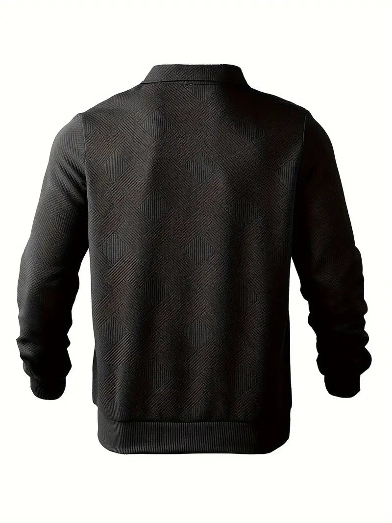 James™ - Vintage Geometric Design Sweater With - Men Zipper